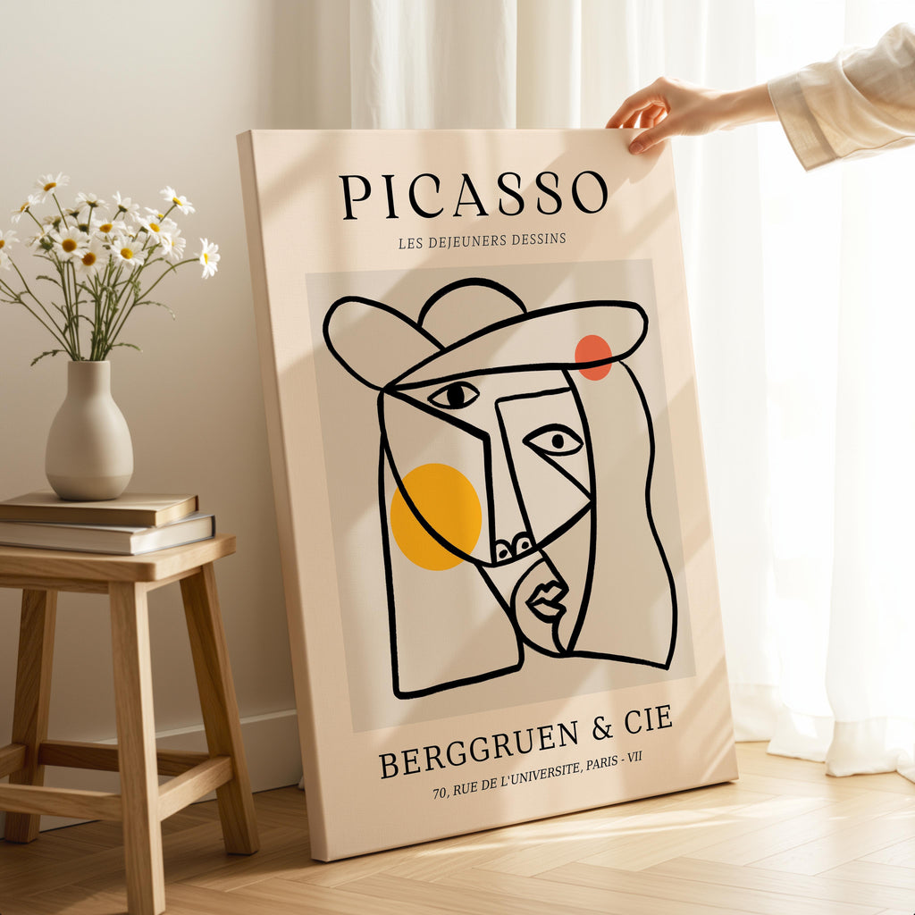 Abstract Colourful Line Face Les Dejeuners Dessins - Pablo Picasso - Framed Canvas Wall Art Print | House Prints