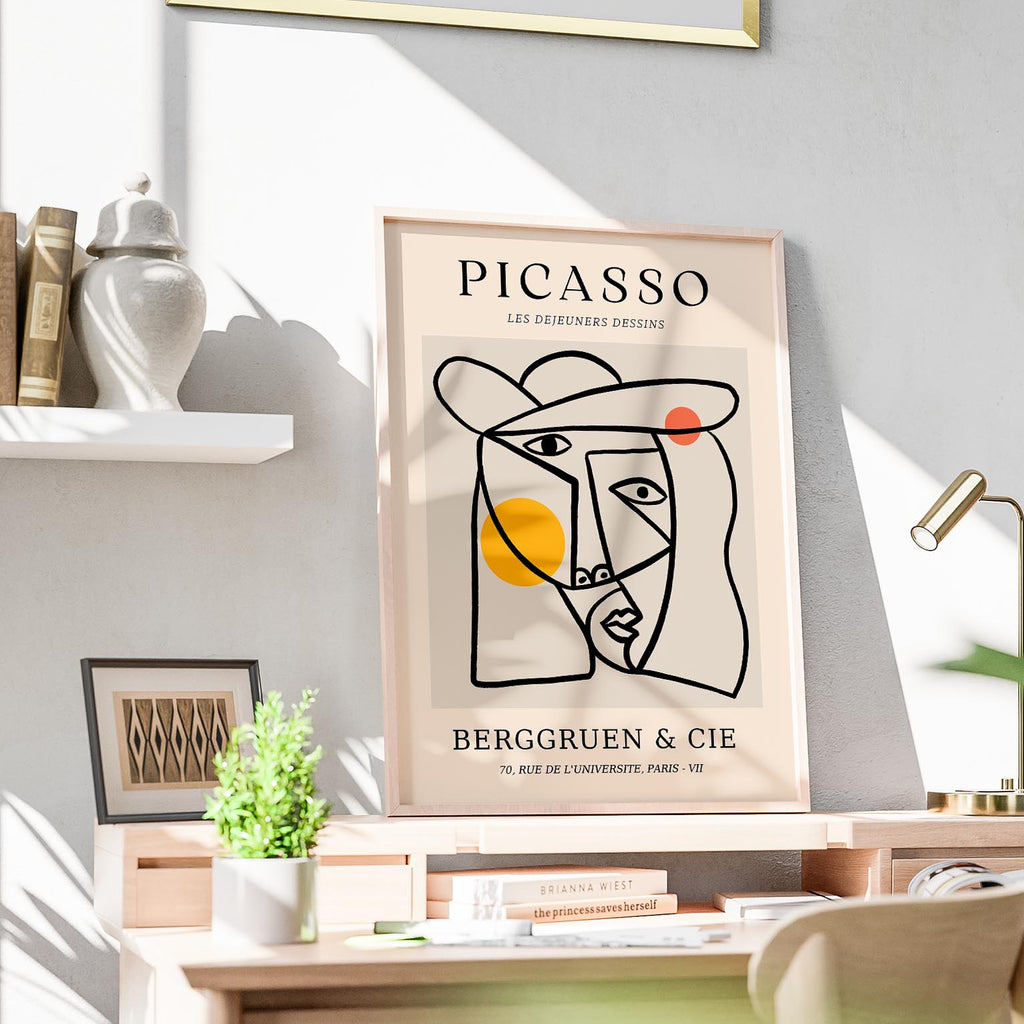 Abstract Colourful Line Face Les Dejeuners Dessins - Pablo Picasso - Rolled Poster Wall Art Print | House Prints