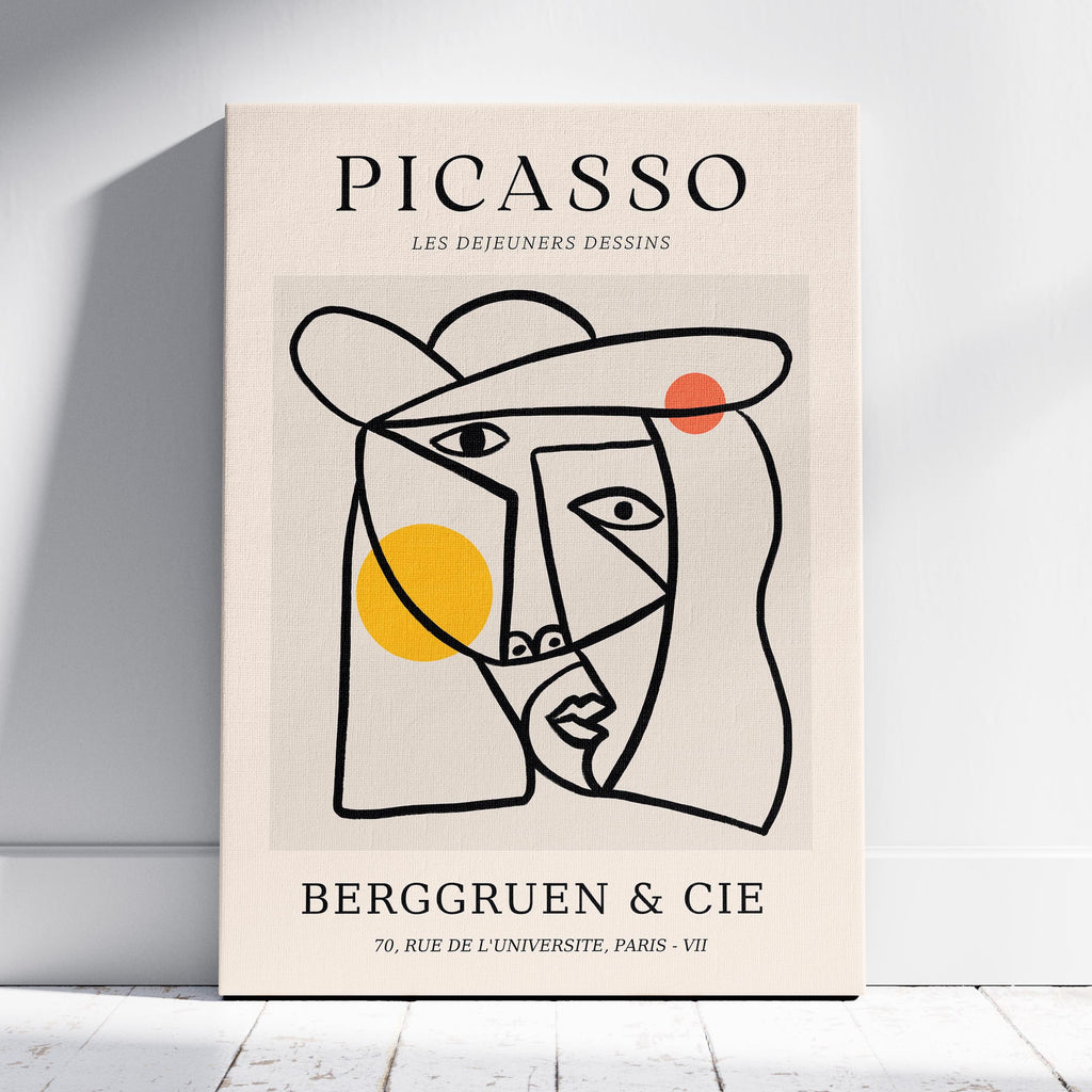 Abstract Colourful Line Face Les Dejeuners Dessins - Pablo Picasso - Framed Canvas Wall Art Print | House Prints