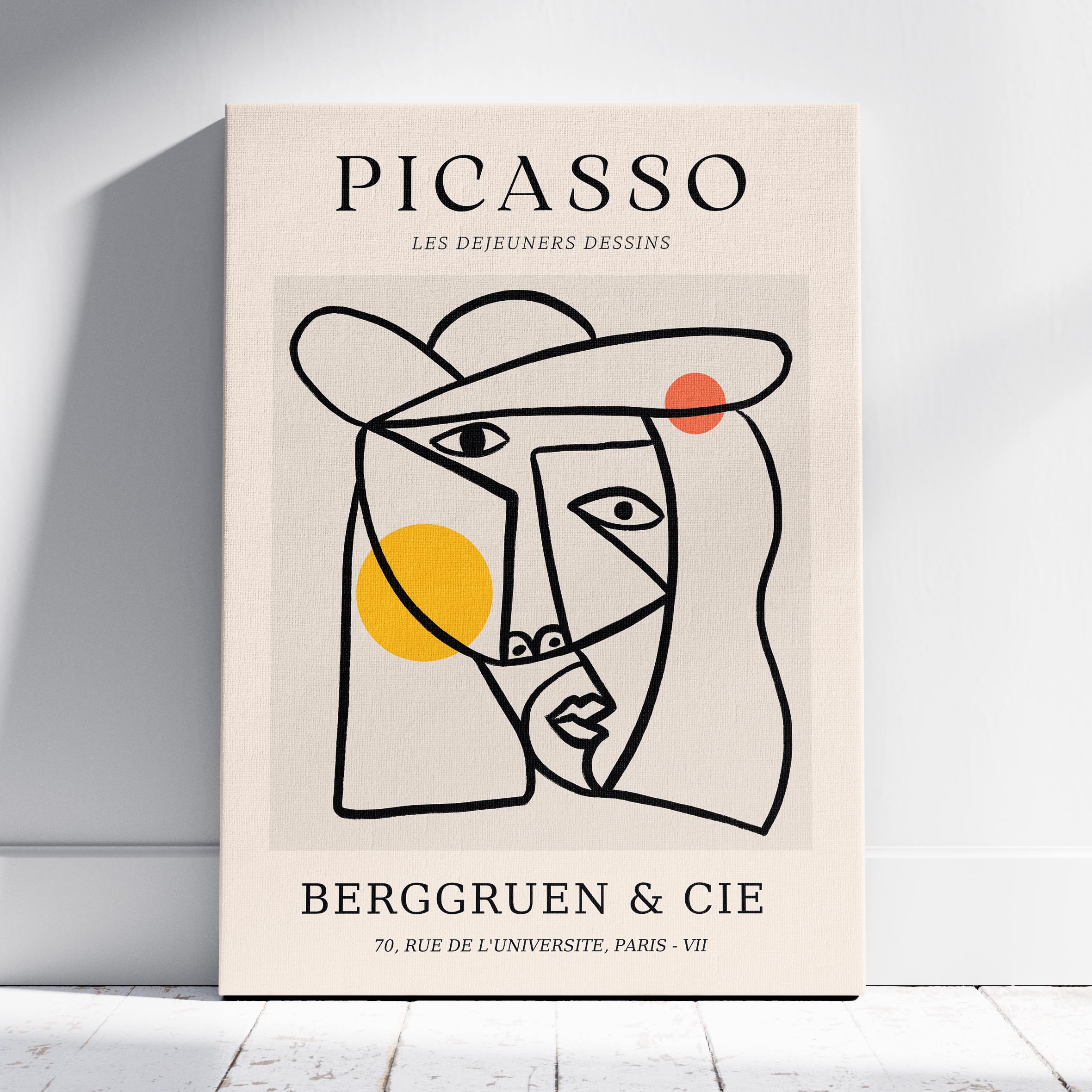 Abstract Colourful Line Face Les Dejeuners Dessins - Pablo Picasso - Framed Canvas Wall Art Print