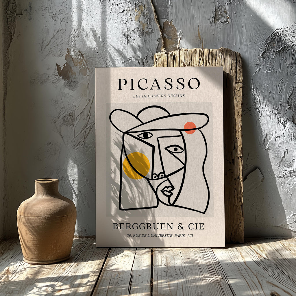Abstract Colourful Line Face Les Dejeuners Dessins - Pablo Picasso - Framed Canvas Wall Art Print | House Prints