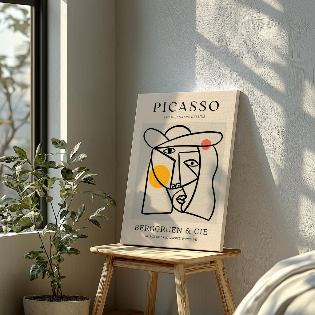 Abstract Colourful Line Face Les Dejeuners Dessins - Pablo Picasso - Framed Canvas Wall Art Print | House Prints