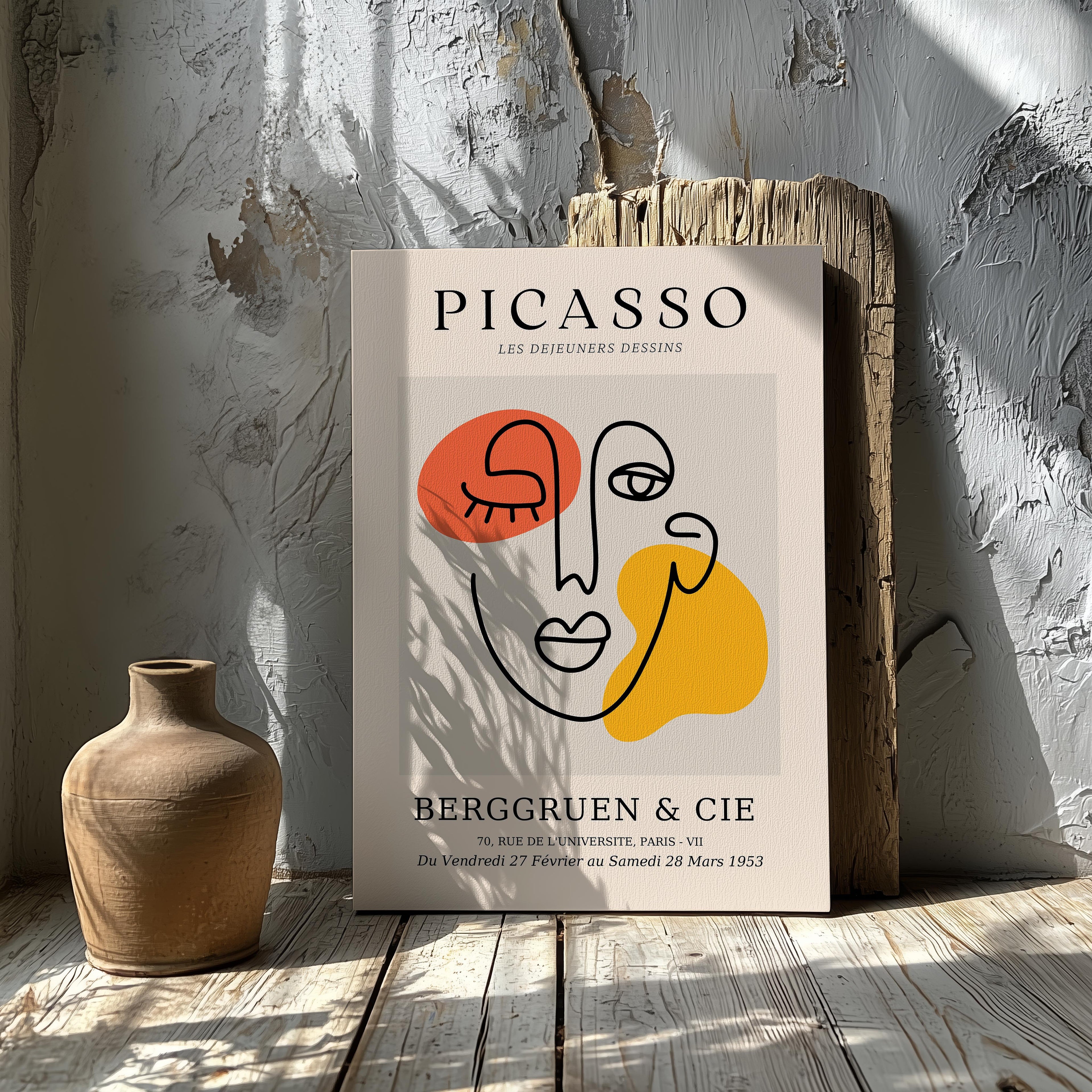 Abstract Colourful Face Les Dejeuners Dessins - Pablo Picasso - Framed Canvas Wall Art Print | House Prints