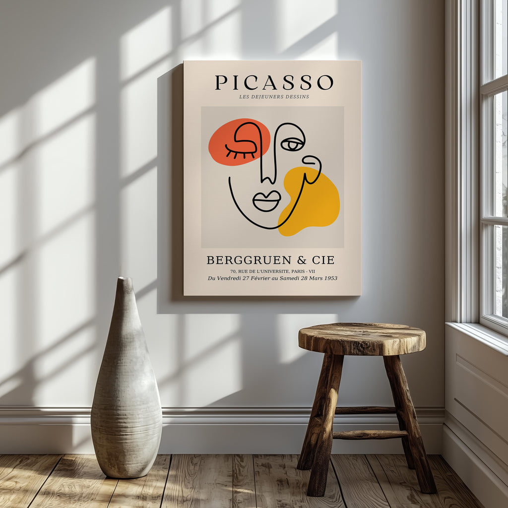 Abstract Colourful Face Les Dejeuners Dessins - Pablo Picasso - Framed Canvas Wall Art Print | House Prints
