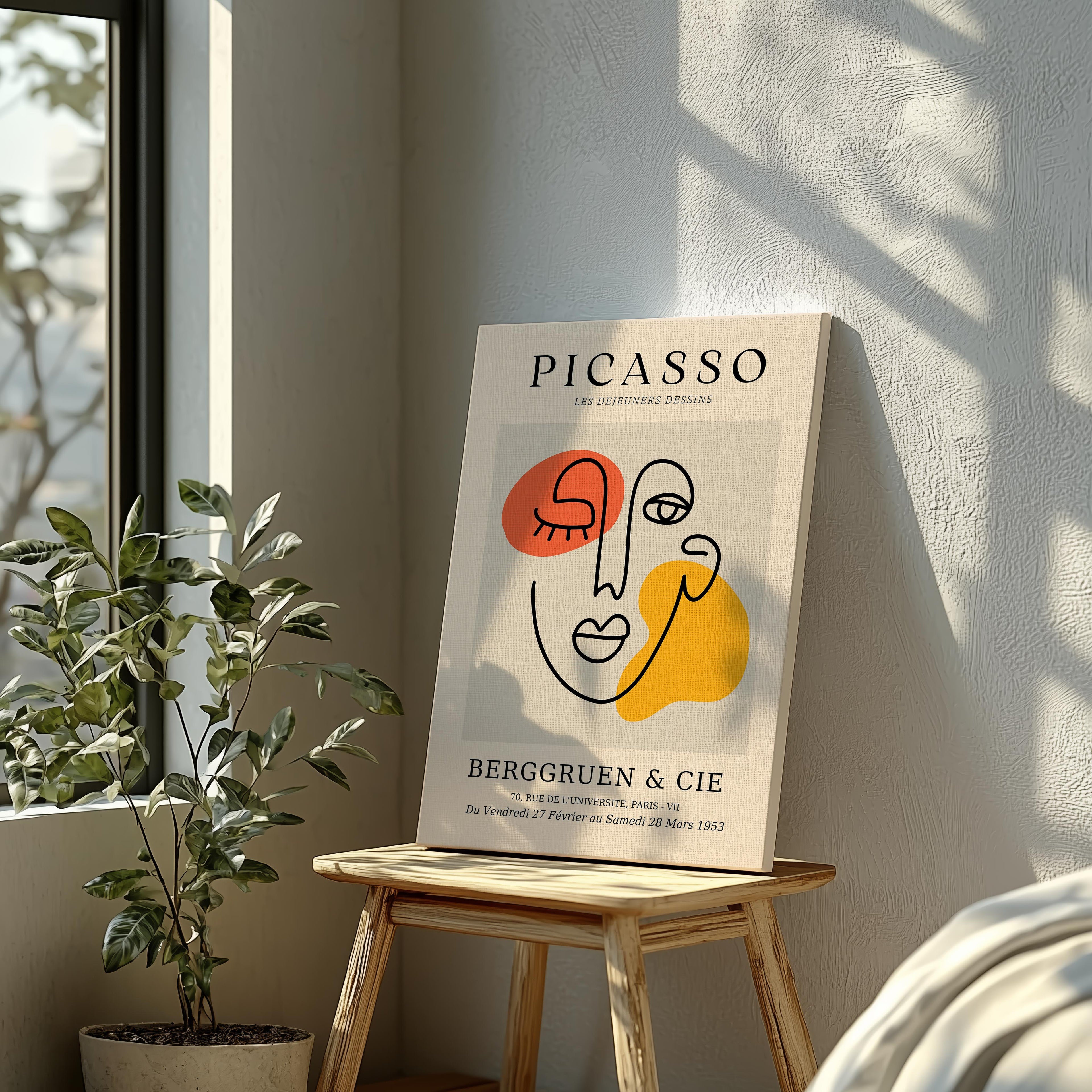 Abstract Colourful Face Les Dejeuners Dessins - Pablo Picasso - Framed Canvas Wall Art Print | House Prints