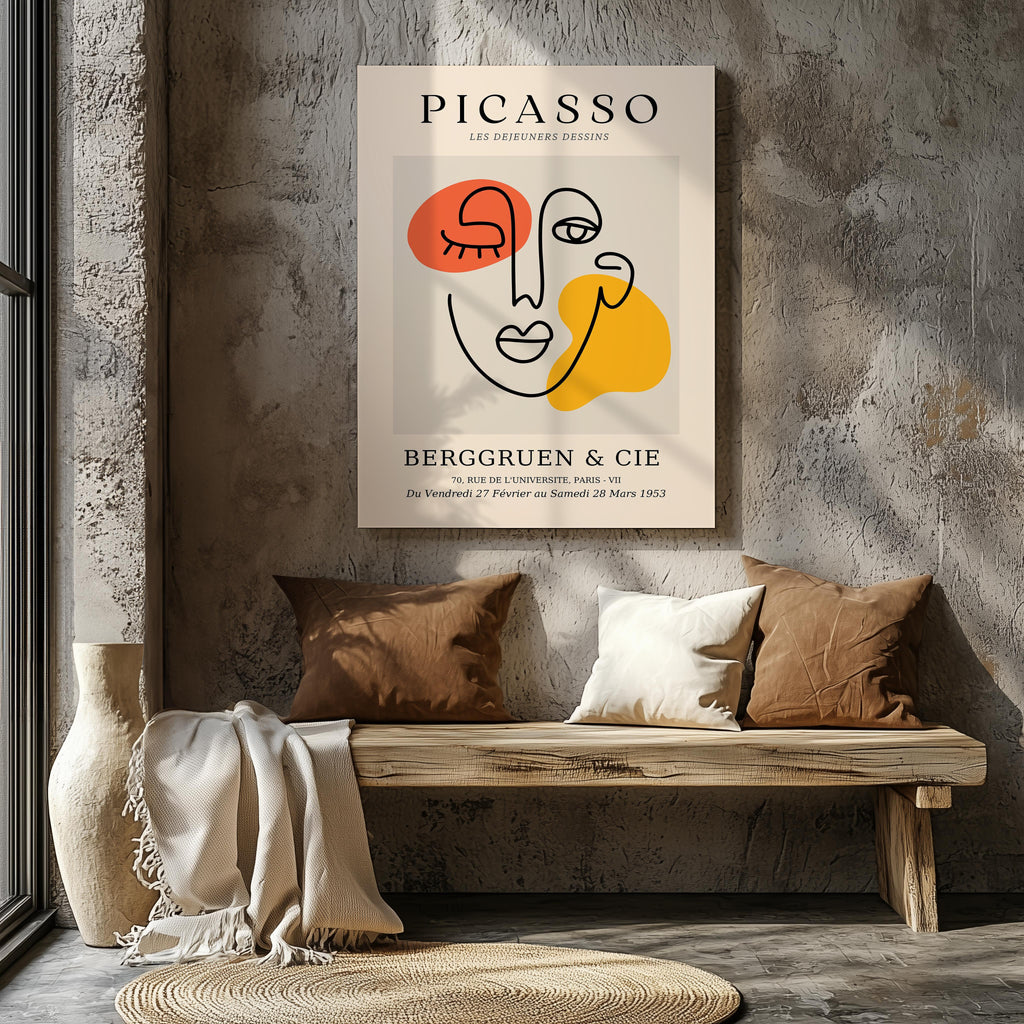 Abstract Colourful Face Les Dejeuners Dessins - Pablo Picasso - Framed Canvas Wall Art Print | House Prints