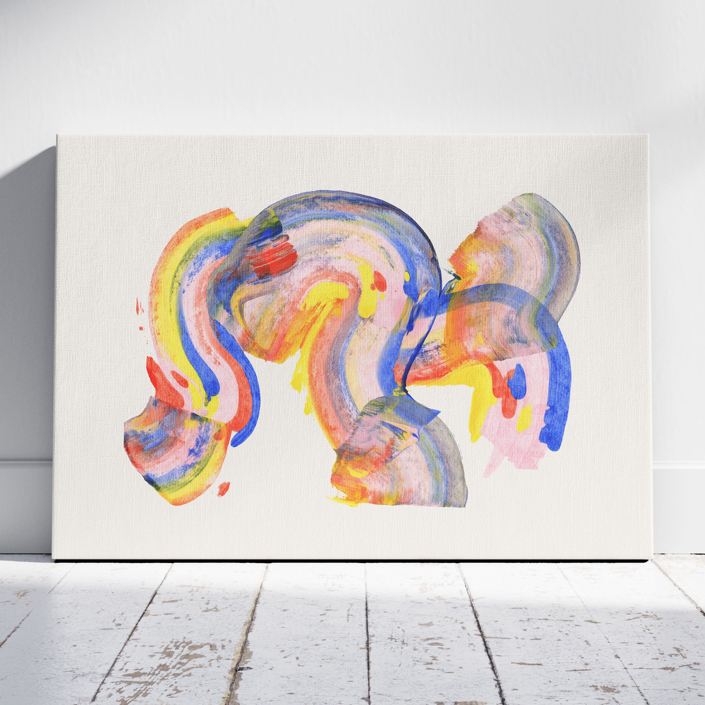 Abstract Colourful Rainbow Brush Strokes - Framed Canvas Wall Art Print | House Prints