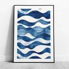 Abstract Deep Blue Flowing Costal Waves - Rolled Poster Wall Art Print | House Prints