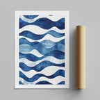 Abstract Deep Blue Flowing Costal Waves - Rolled Poster Wall Art Print | House Prints