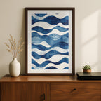 Abstract Deep Blue Flowing Costal Waves - Rolled Poster Wall Art Print | House Prints