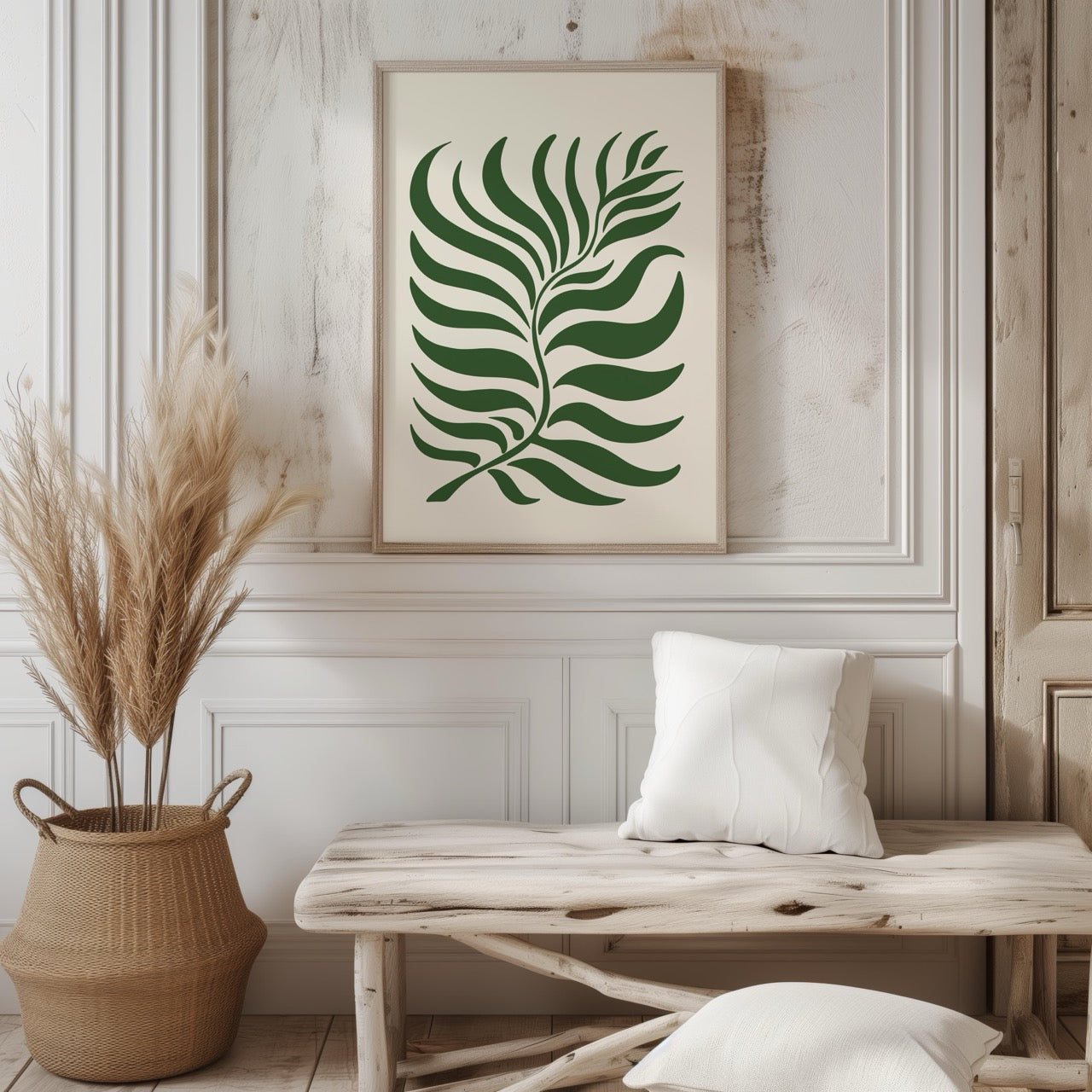 Abstract Green Minimalist Botanical Leaves - Rolled Poster Wall Art Print