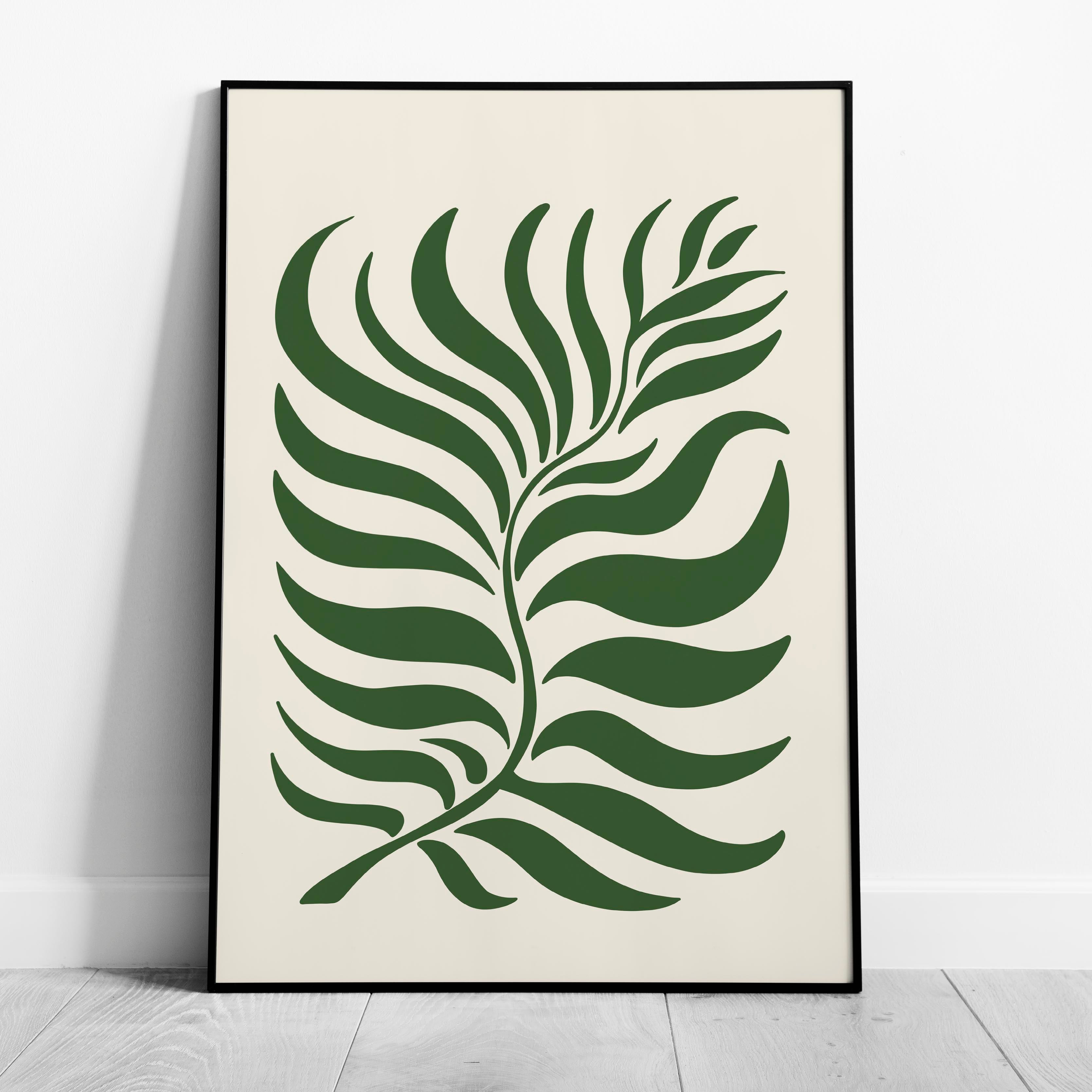 Abstract Green Minimalist Botanical Leaves - Rolled Poster Wall Art Print