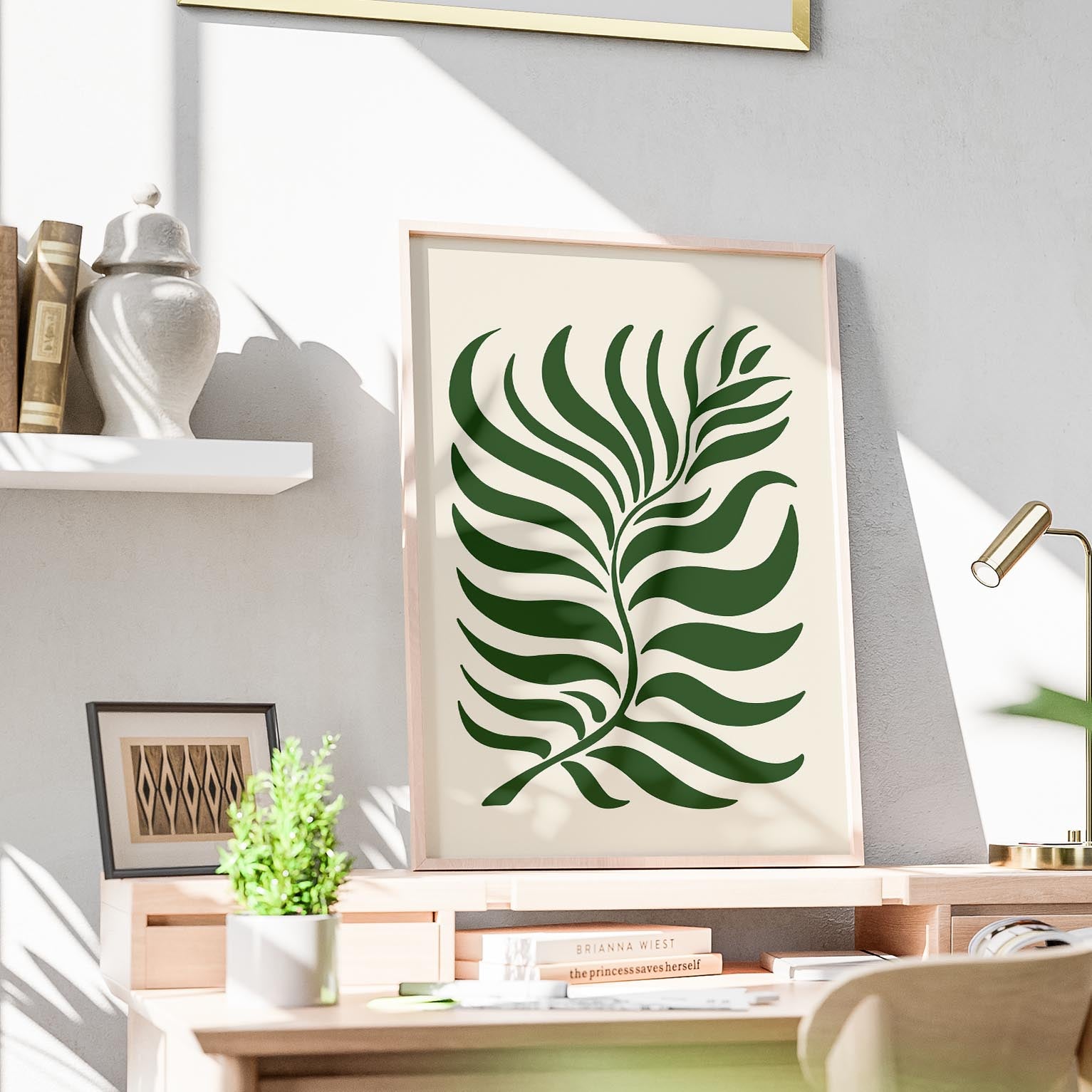 Abstract Green Minimalist Botanical Leaves - Rolled Poster Wall Art Print