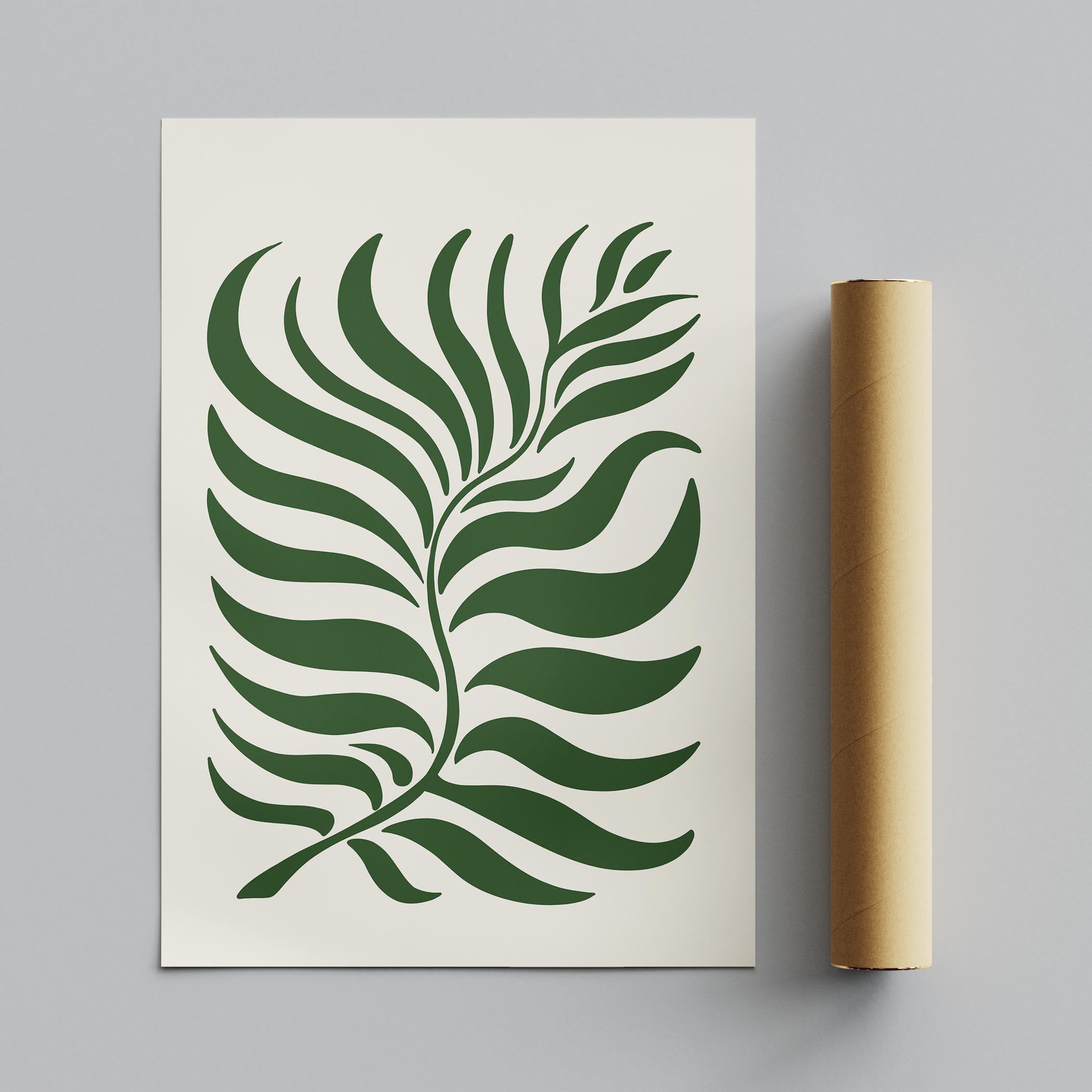 Abstract Green Minimalist Botanical Leaves - Rolled Poster Wall Art Print | House Prints