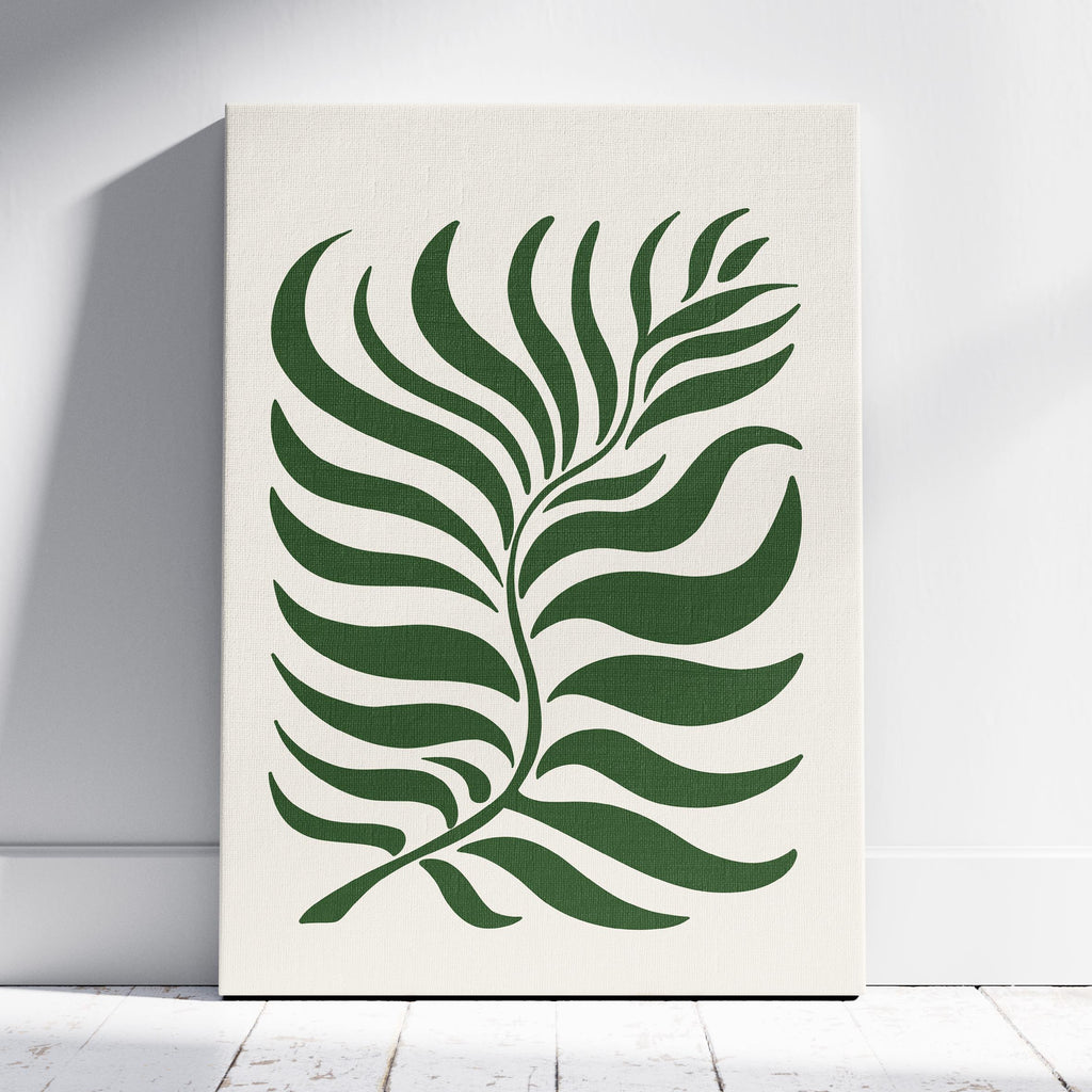 Abstract Green Minimalist Botanical Leaves - Framed Canvas Wall Art Print | House Prints