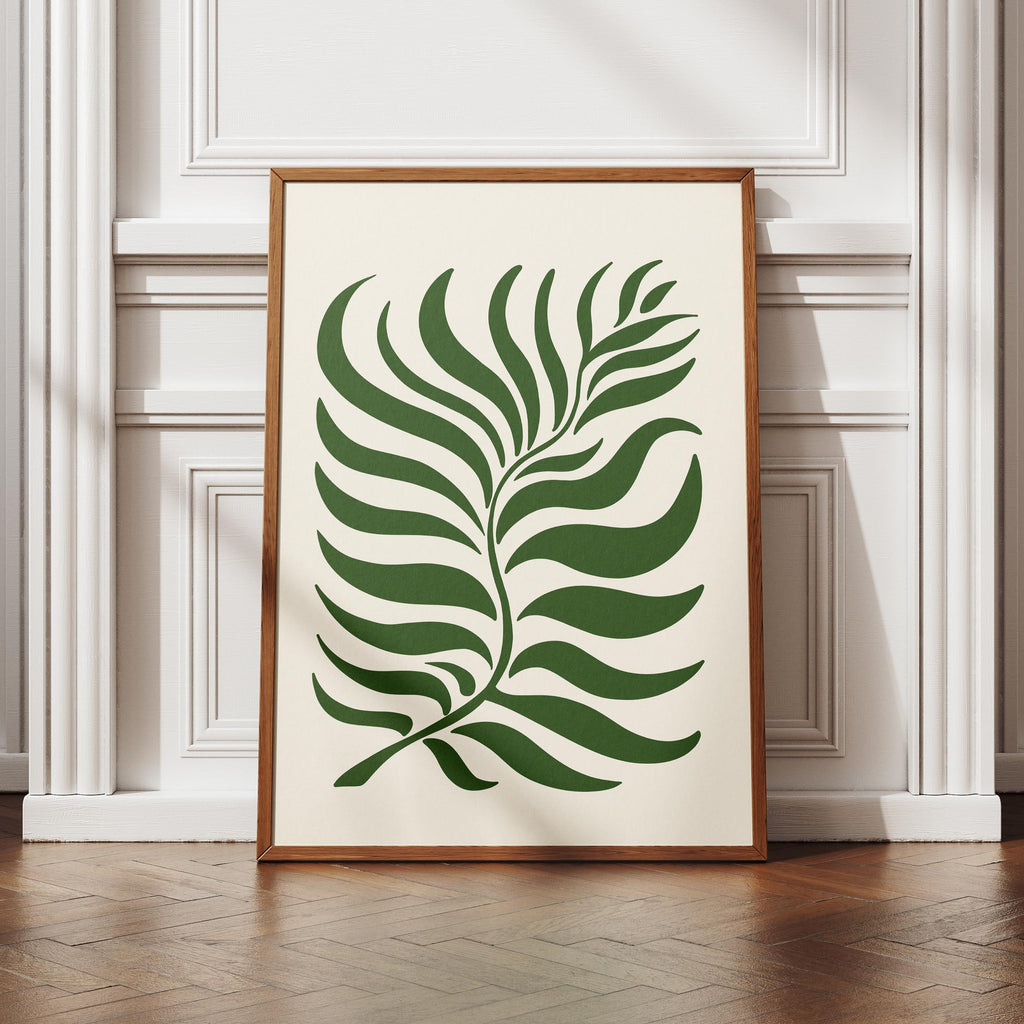 Abstract Green Minimalist Botanical Leaves - Rolled Poster Wall Art Print | House Prints