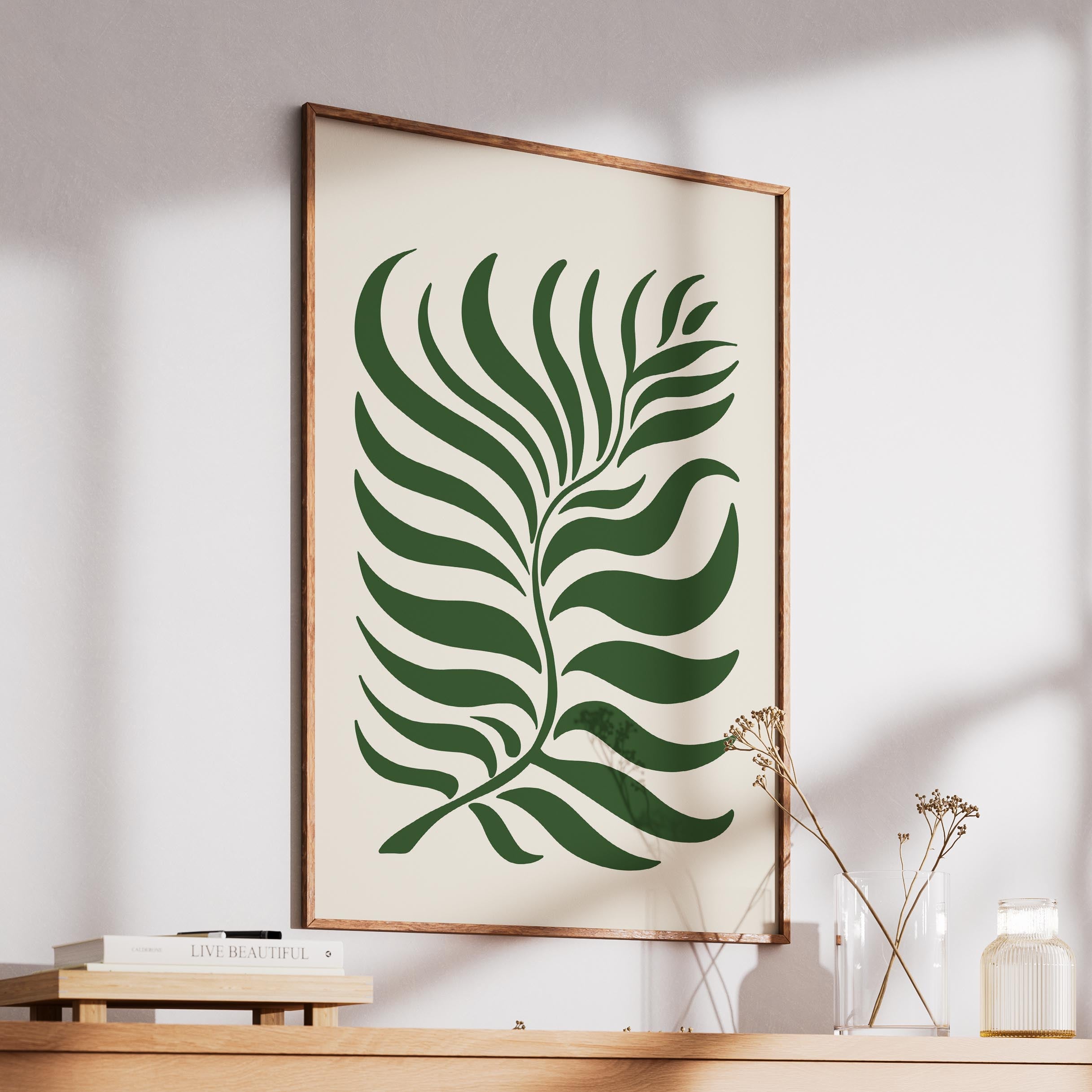 Abstract Green Minimalist Botanical Leaves - Rolled Poster Wall Art Print
