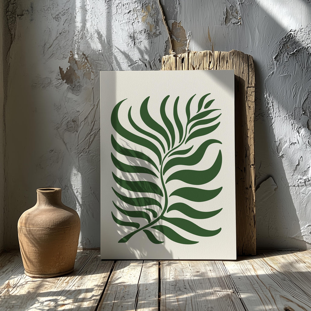 Abstract Green Minimalist Botanical Leaves - Framed Canvas Wall Art Print | House Prints