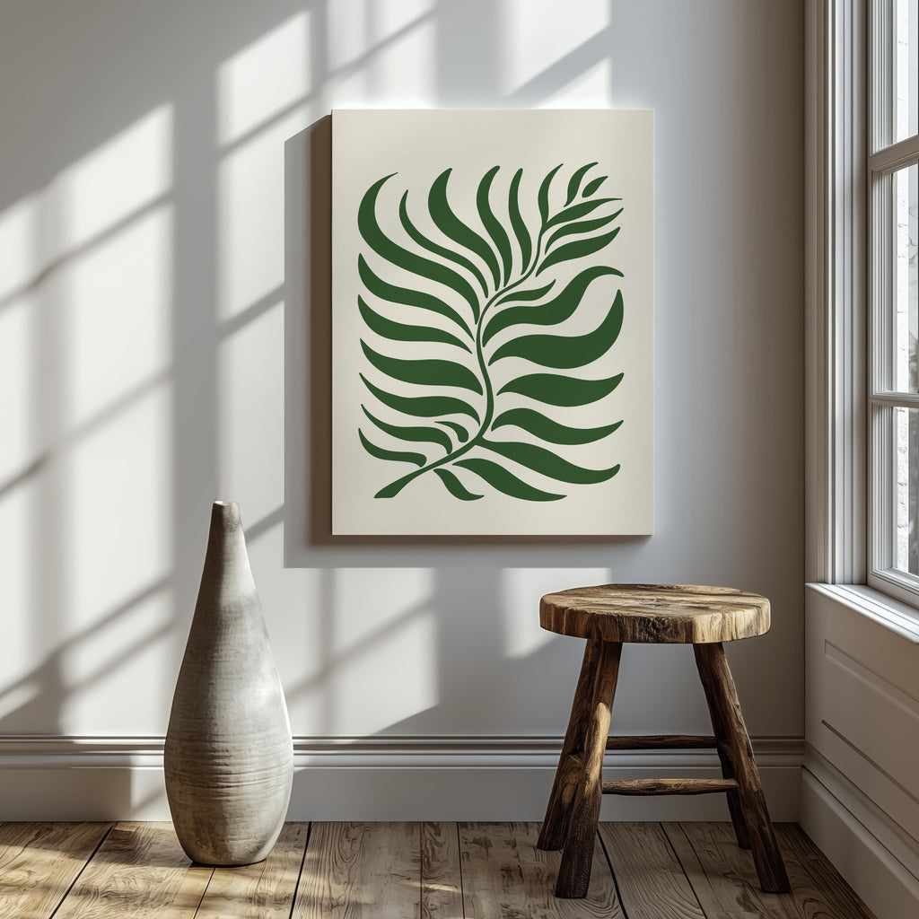 Abstract Green Minimalist Botanical Leaves - Framed Canvas Wall Art Print | House Prints