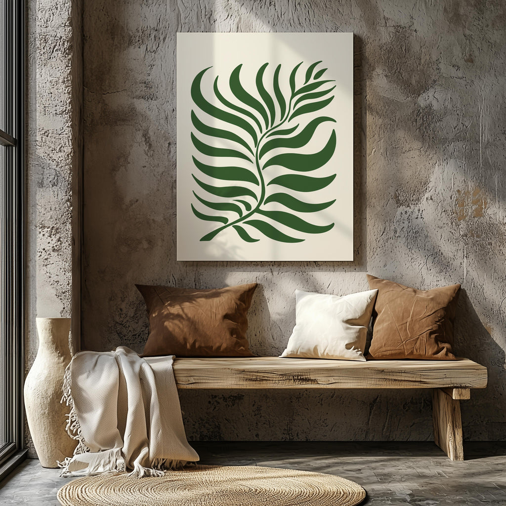Abstract Green Minimalist Botanical Leaves - Framed Canvas Wall Art Print | House Prints