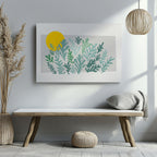 Abstract Minimalist Green Botanical Sunscape - Framed Canvas Wall Art Print | House Prints