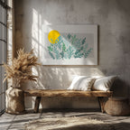 Abstract Minimalist Green Botanical Sunscape - Framed Canvas Wall Art Print | House Prints