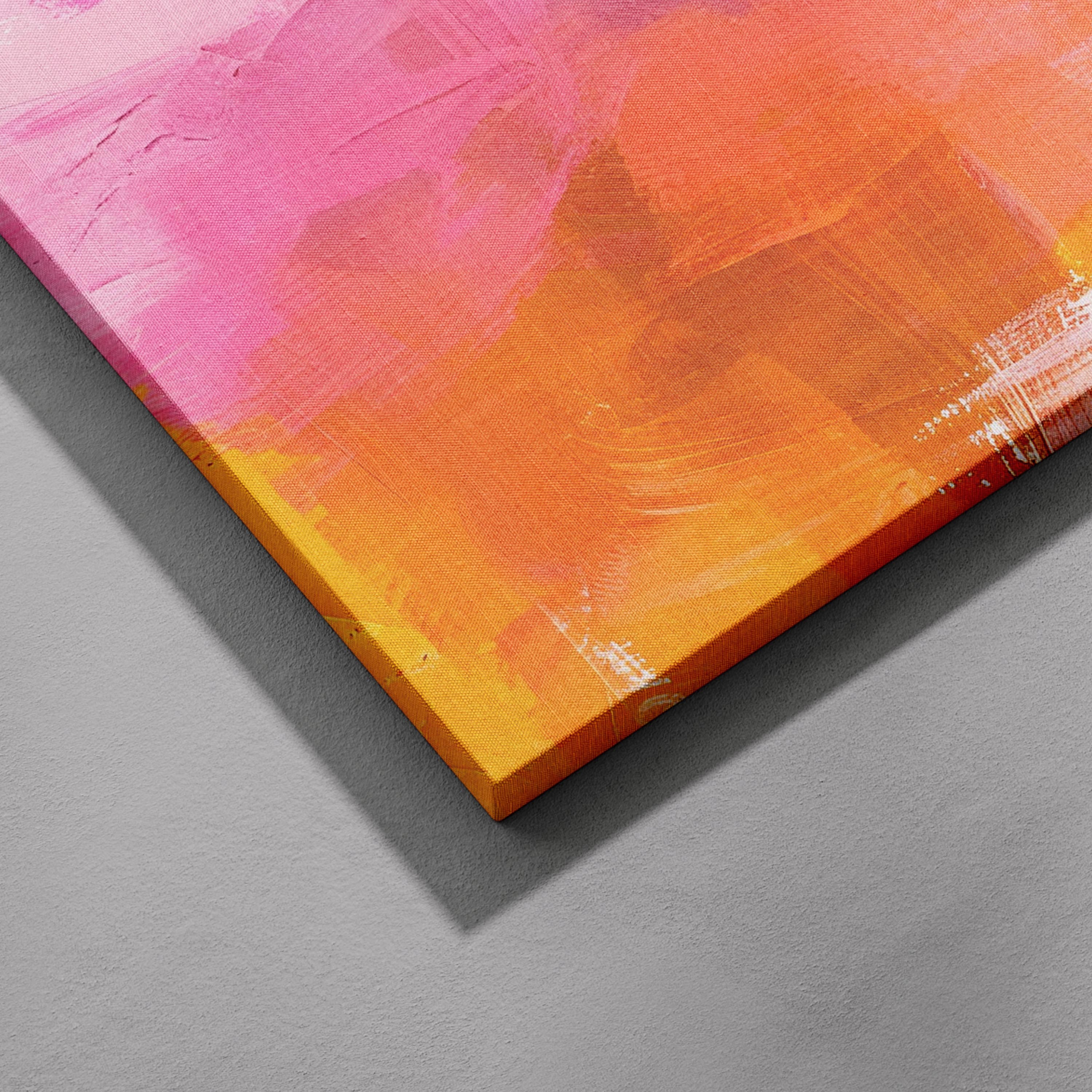 Abstract Modern Pink and Orange Brushstrokes - Framed Canvas Wall Art Print