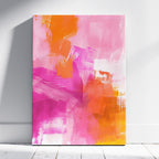 Abstract Modern Pink and Orange Brushstrokes - Framed Canvas Wall Art Print