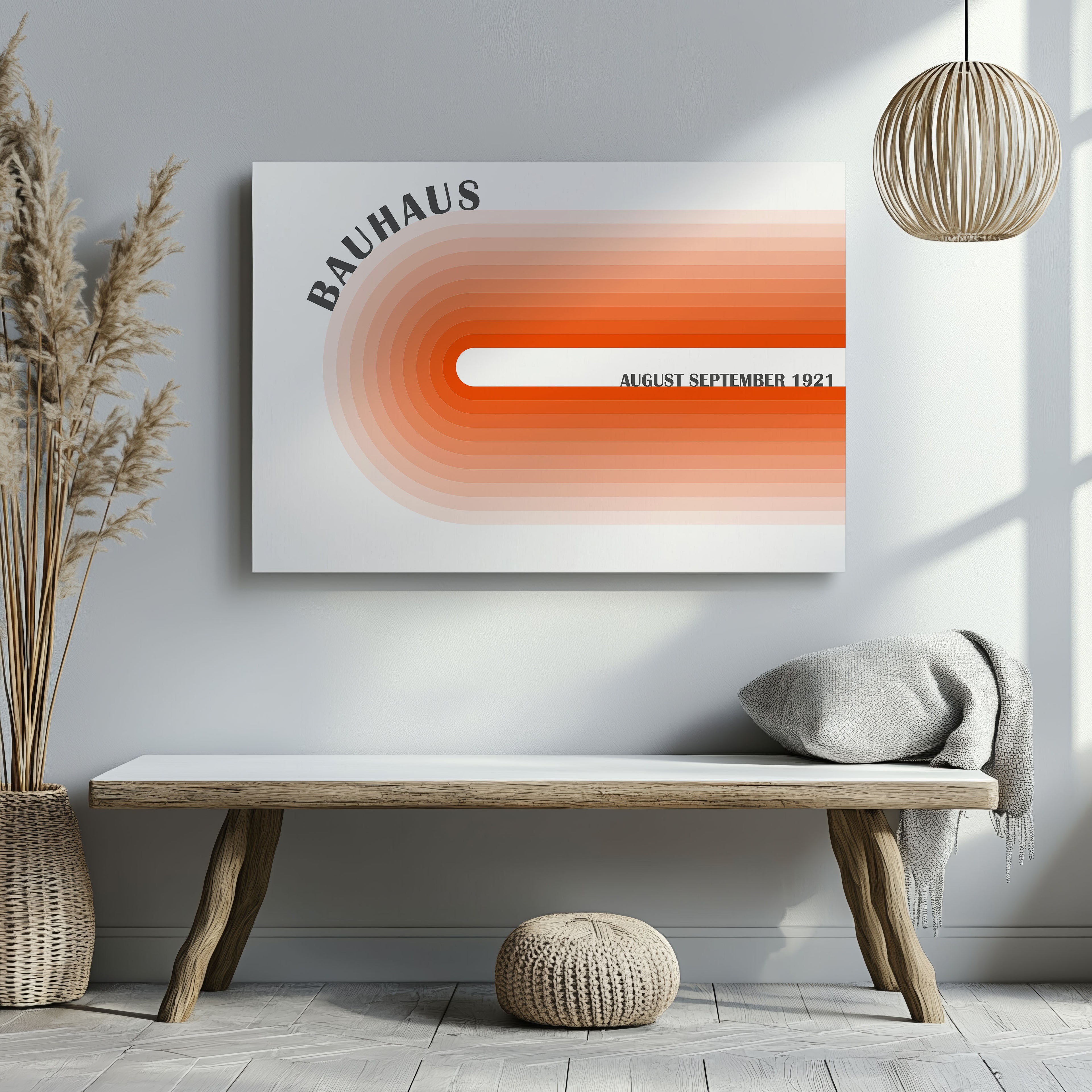 Abstract Orange 1921 Bauhaus Circle Hues - Framed Canvas Wall Art Print | House Prints