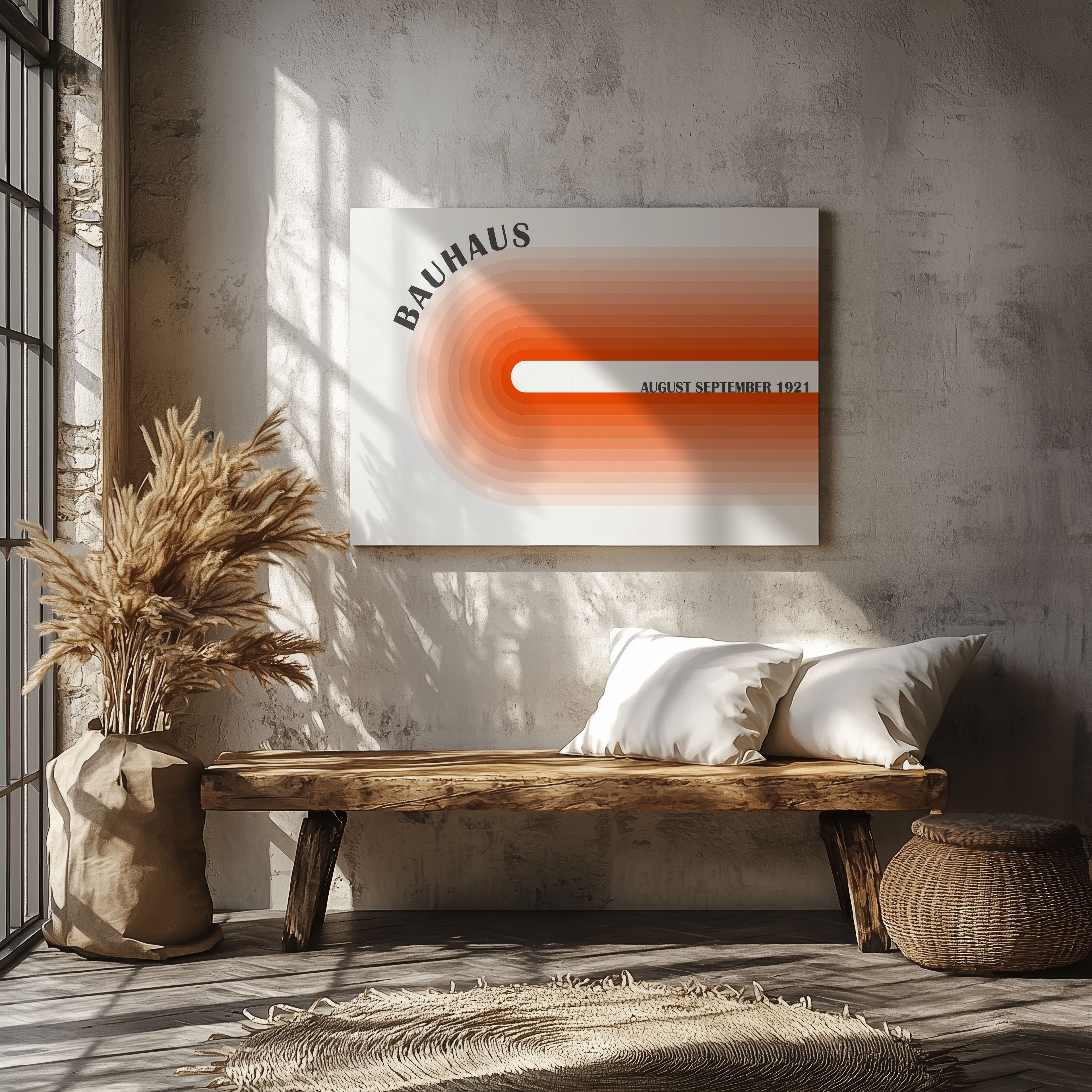 Abstract Orange 1921 Bauhaus Circle Hues - Framed Canvas Wall Art Print | House Prints