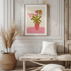 Abstract Pink Flowers & Vase Shapes - Rolled Poster Wall Art Print | House Prints