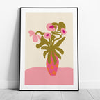 Abstract Pink Flowers & Vase Shapes - Rolled Poster Wall Art Print | House Prints