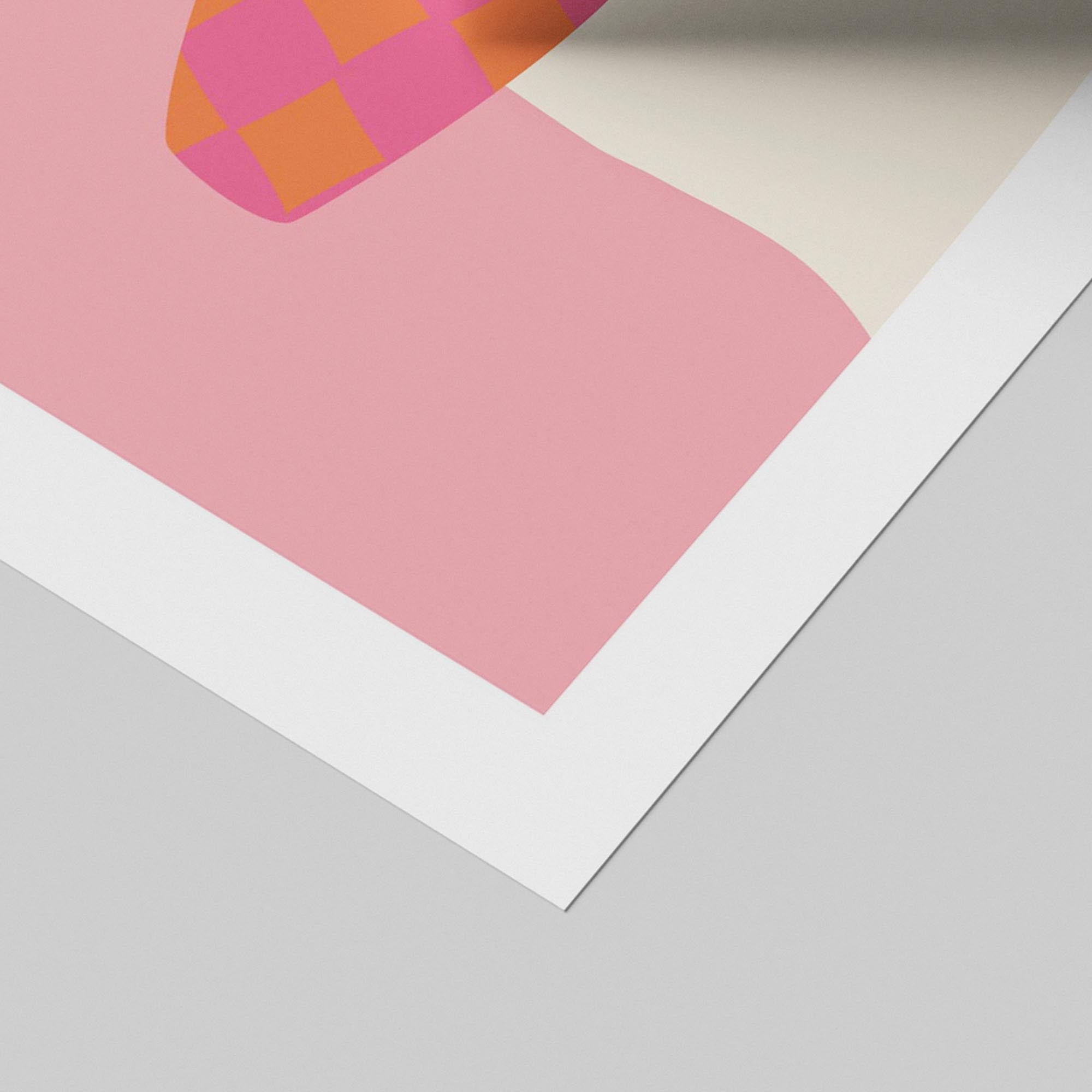 Abstract Pink Flowers & Vase Shapes - Rolled Poster Wall Art Print | House Prints