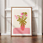 Abstract Pink Flowers & Vase Shapes - Rolled Poster Wall Art Print | House Prints