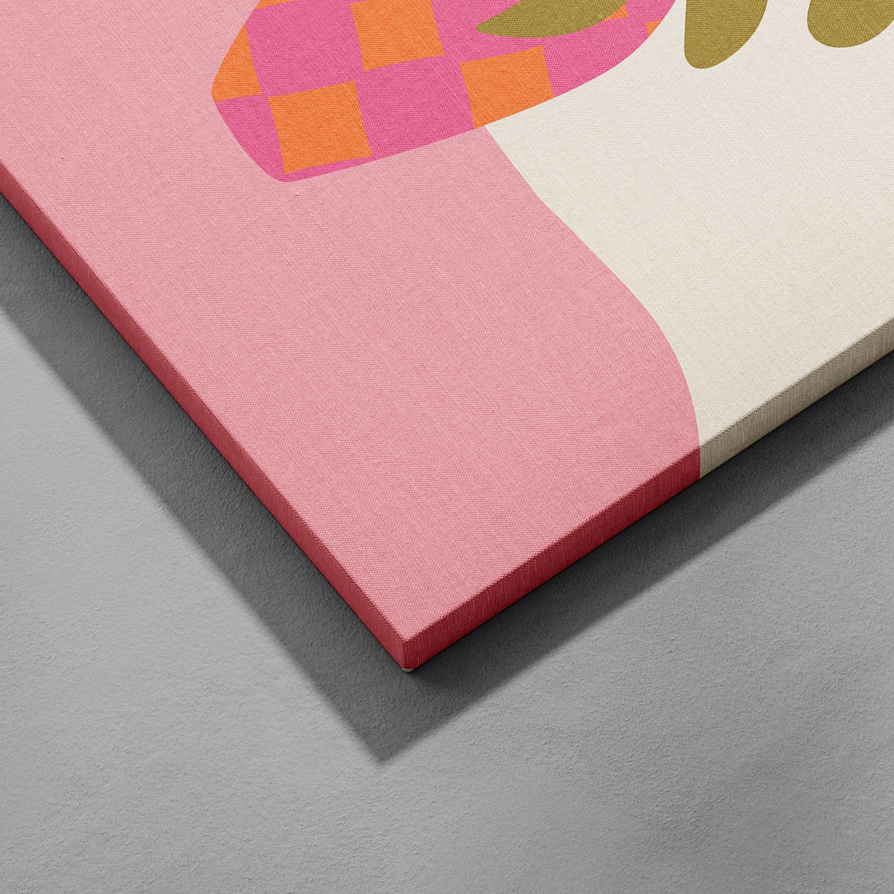 Abstract Pink Flowers & Vase Shapes - Framed Canvas Wall Art Print | House Prints