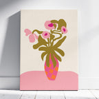 Abstract Pink Flowers & Vase Shapes - Framed Canvas Wall Art Print | House Prints
