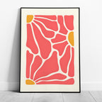 Abstract Retro Coral Pink Flowers in Bloom - Rolled Poster Wall Art Print