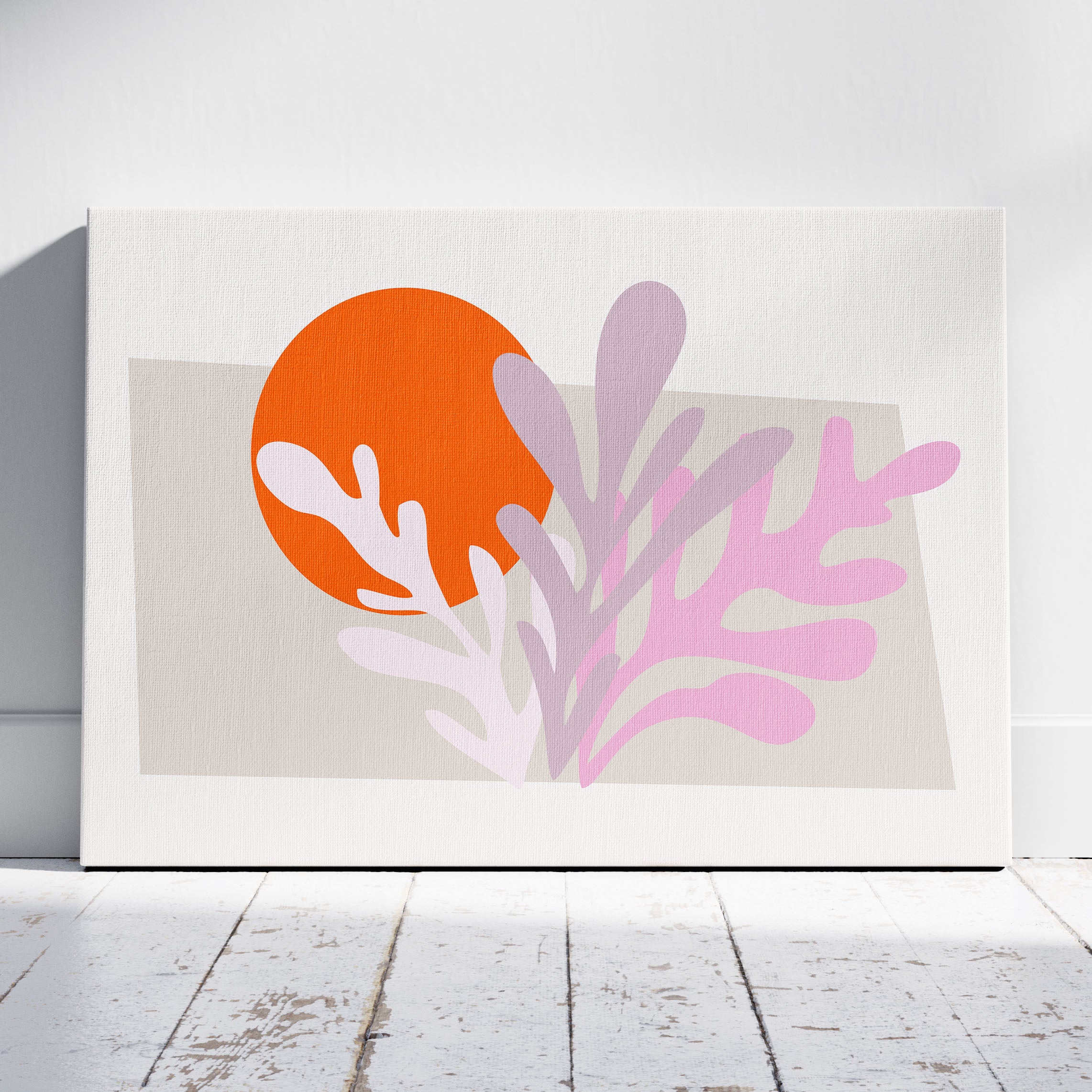 Abstract Sunset Minimalist Botanical Bliss - Framed Canvas Wall Art Print | House Prints