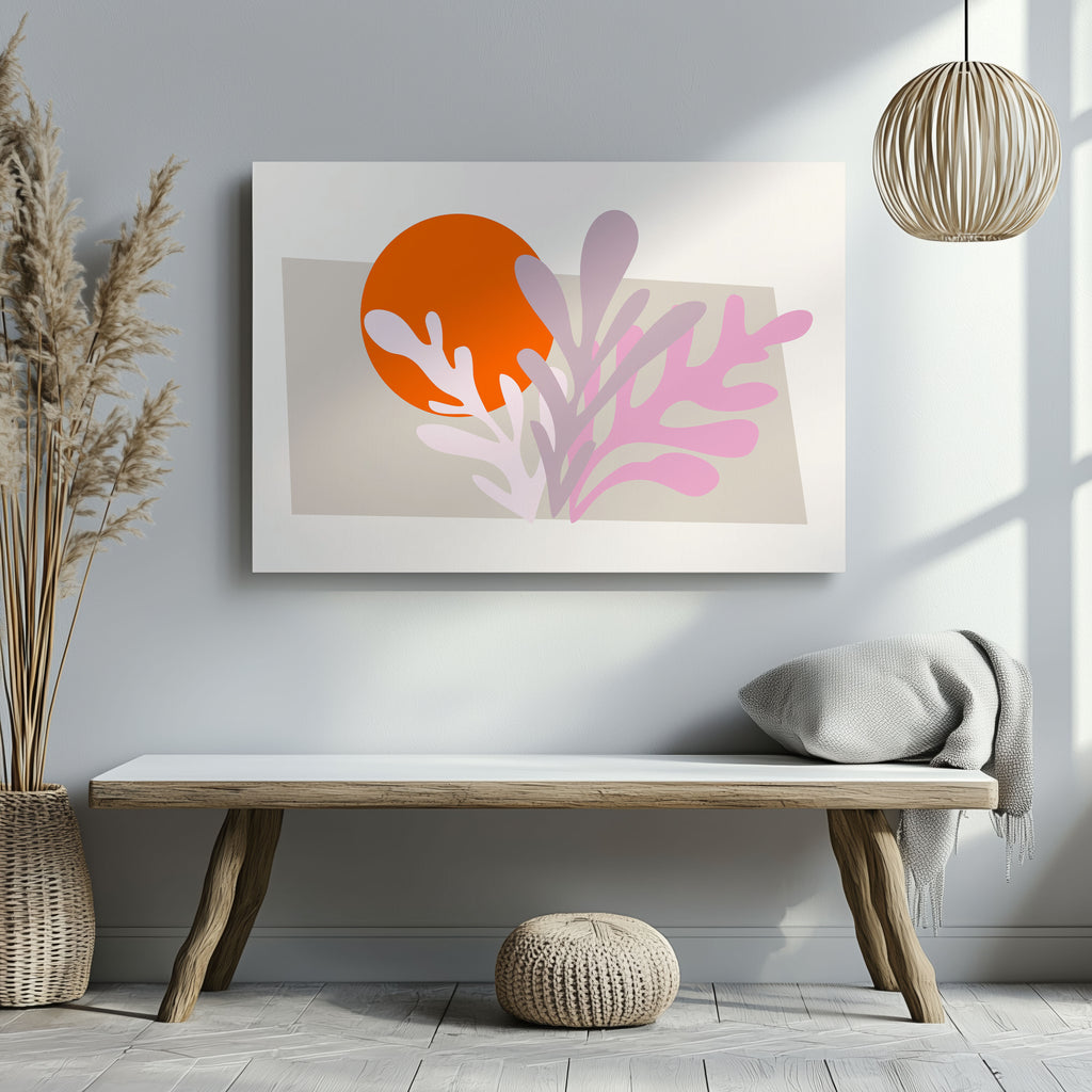 Abstract Sunset Minimalist Botanical Bliss - Framed Canvas Wall Art Print | House Prints