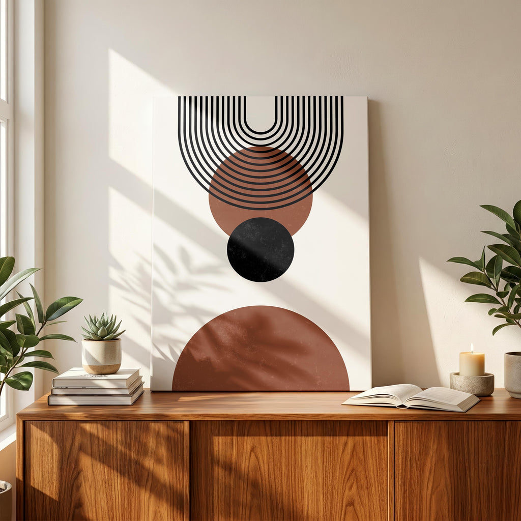 Abstract Terracotta Boho Circles & Arches - Framed Canvas Wall Art Print | House Prints