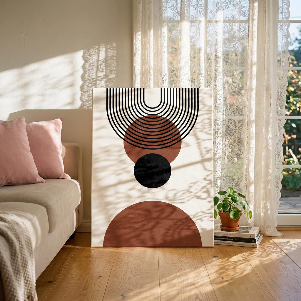 Abstract Terracotta Boho Circles & Arches - Framed Canvas Wall Art Print | House Prints