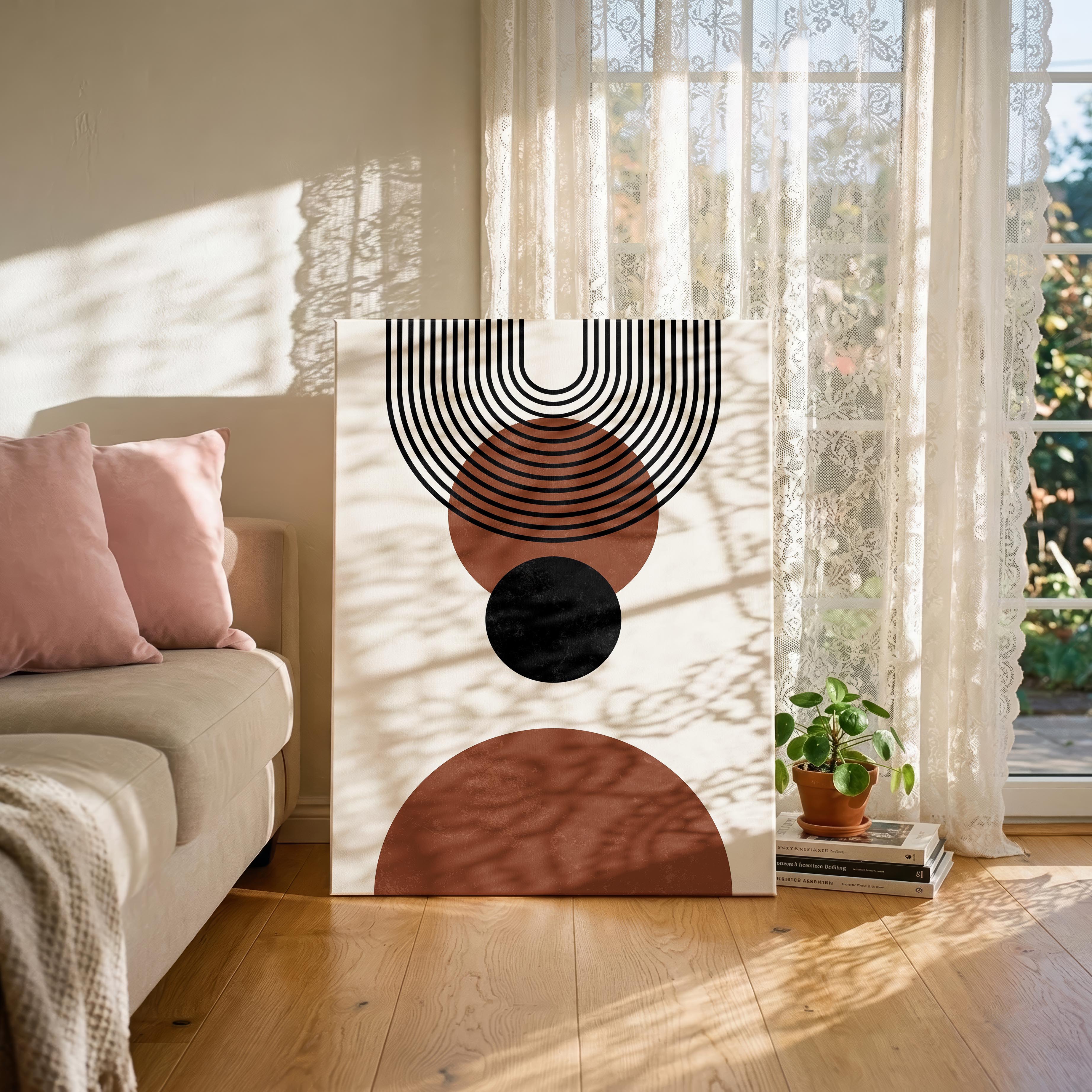 Abstract Terracotta Boho Circles & Arches - Framed Canvas Wall Art Print | House Prints