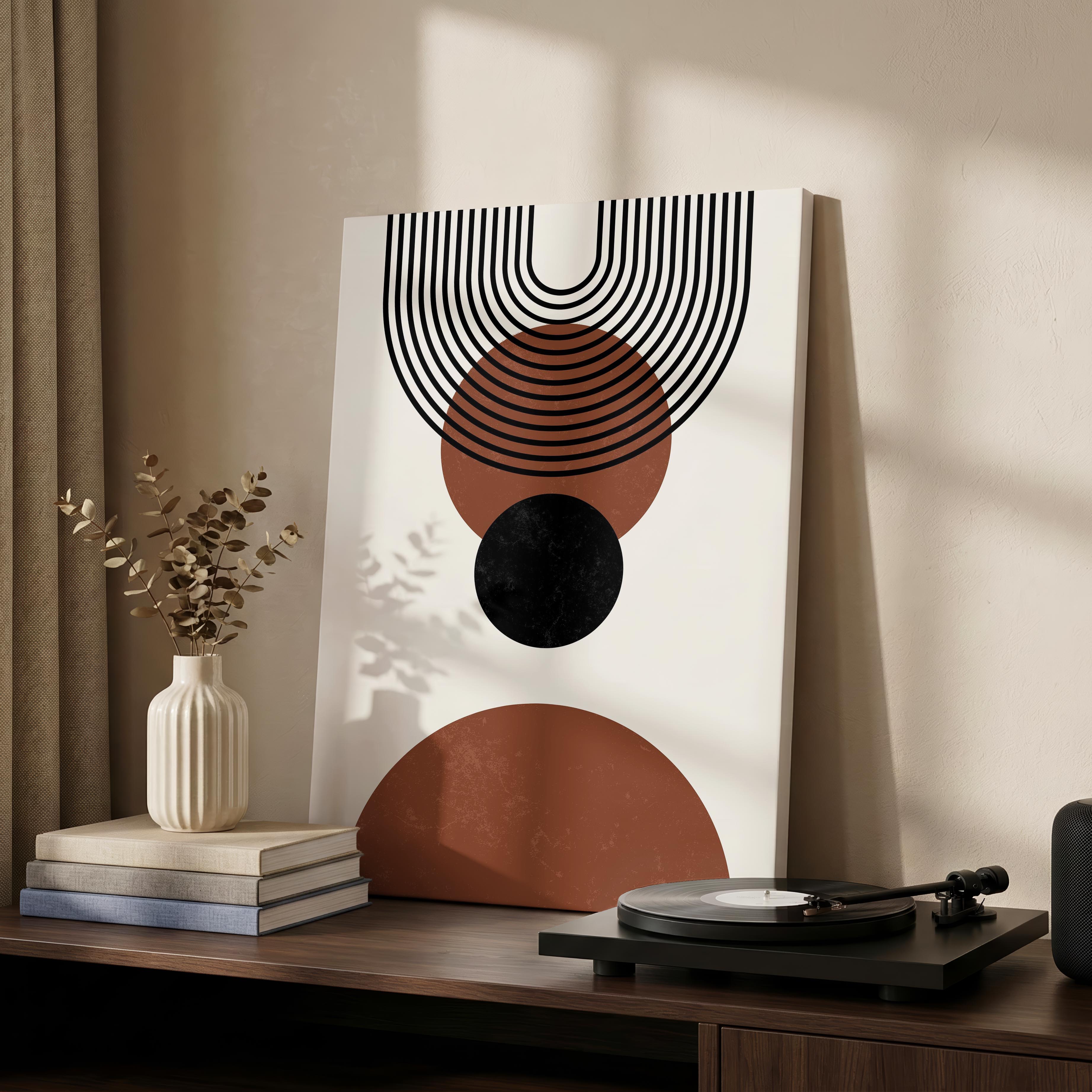 Abstract Terracotta Boho Circles & Arches - Framed Canvas Wall Art Print | House Prints