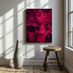 Abstract Black & Bright Pink Floral Leaves - Framed Canvas Wall Art Print | House Prints