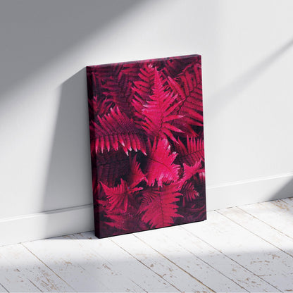 Abstract Black & Bright Pink Floral Leaves - Framed Canvas Wall Art Print - House Prints