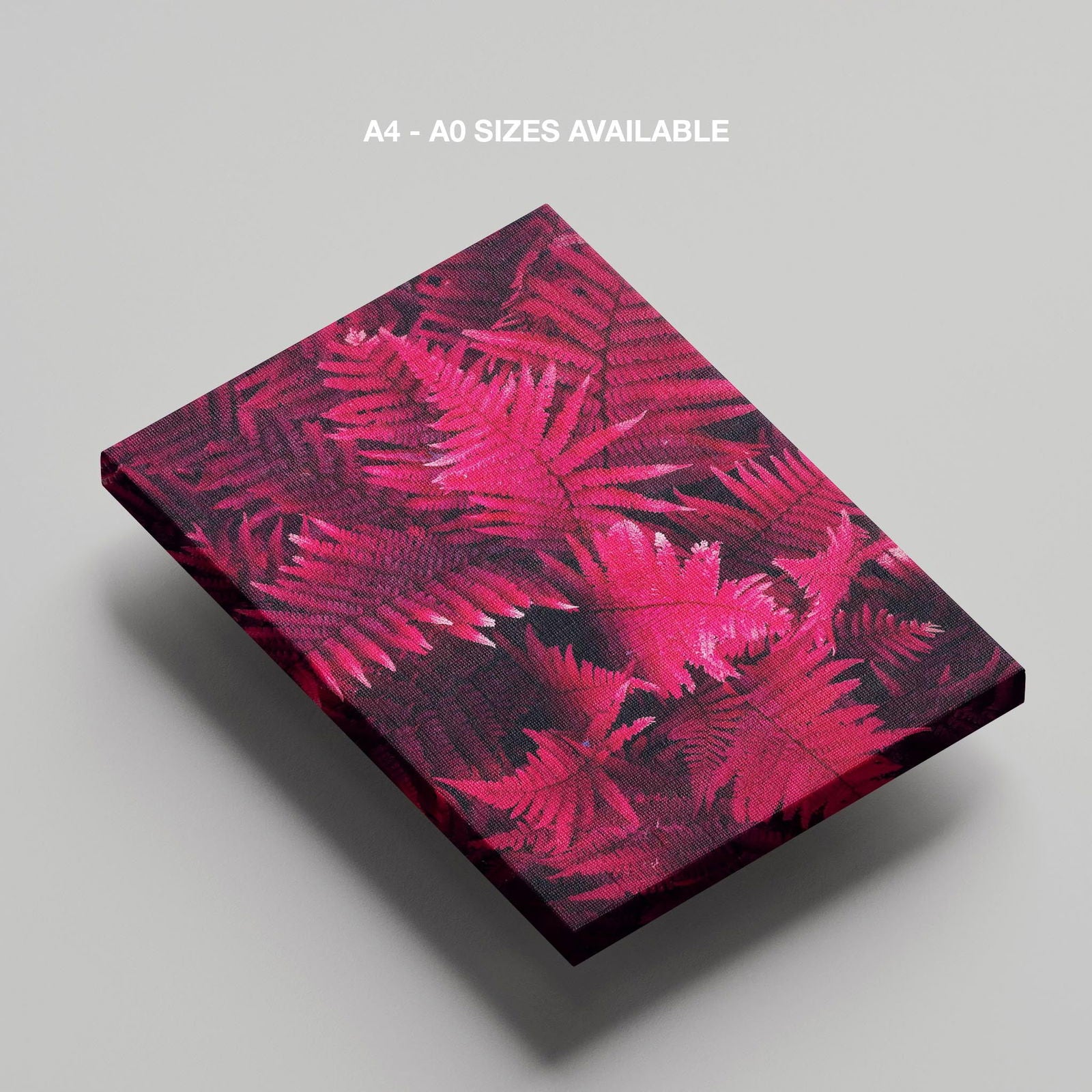 Abstract Black & Bright Pink Floral Leaves - Framed Canvas Wall Art Print | House Prints