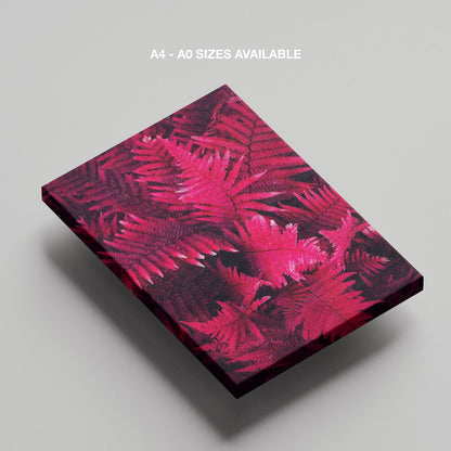 Abstract Black & Bright Pink Floral Leaves - Framed Canvas Wall Art Print - House Prints