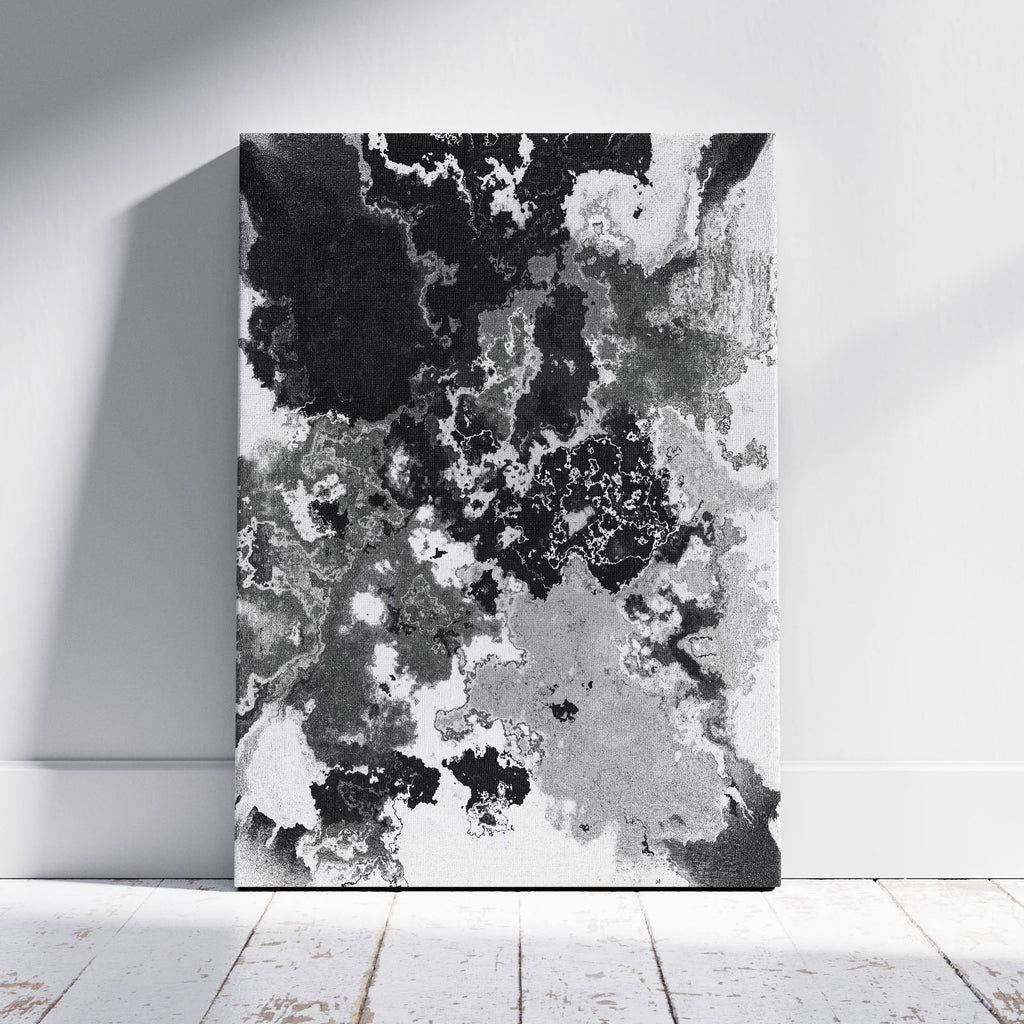 Abstract Black & White Paint Splatter - Framed Canvas Wall Art Print | House Prints