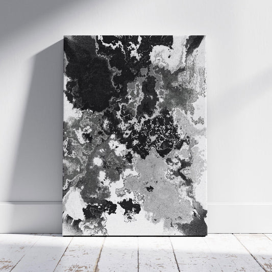 Abstract Black & White Paint Splatter - Framed Canvas Wall Art Print - House Prints