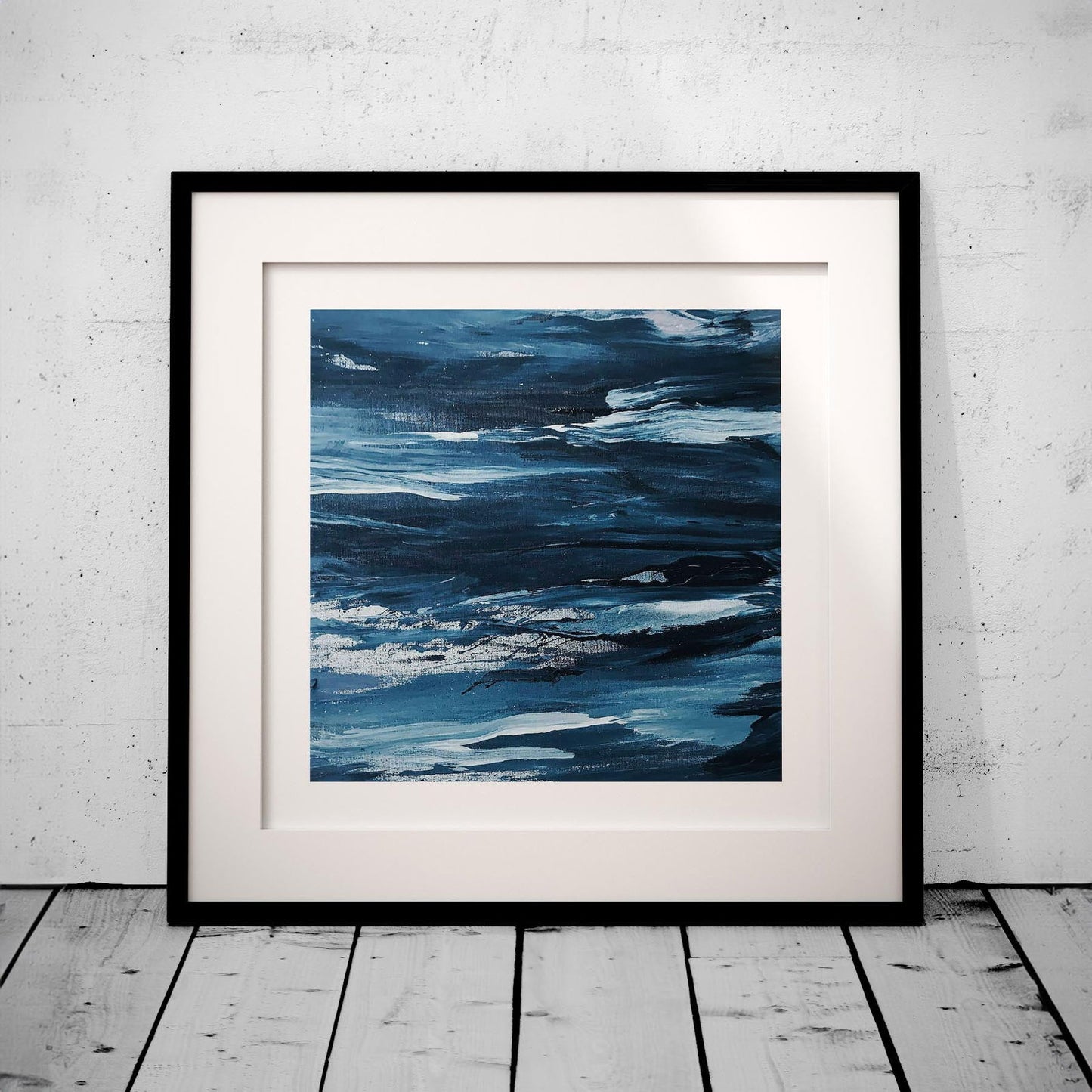 Abstract Blue Waves Brush Strokes - Rolled Poster Wall Art Print - House Prints